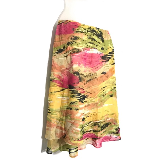 ALLISON TAYLOR | Flowy Skirt Abstract Multicolor M - Picture 6 of 8